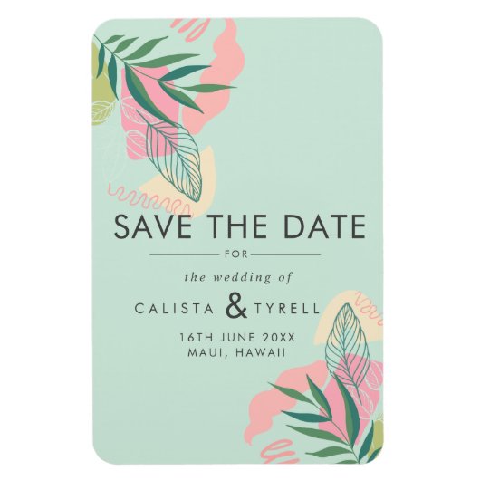 Moderne Abstrakte tropische Neo Mint & Pink Rettet Magnet (Vertikal)