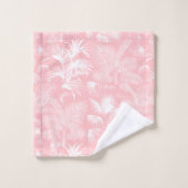 Moderne Abstrakte tropische Palmen Blätter Rosa Badhandtuch Set (Waschlappen)