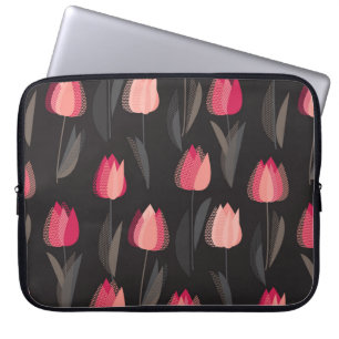 Moderne abstrakte Tulpenmuster-Blume nahtlos Laptopschutzhülle