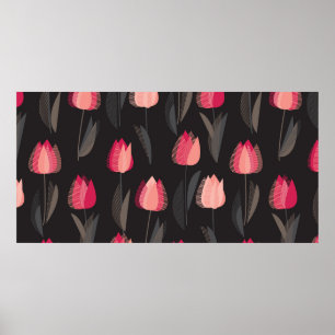 Moderne abstrakte Tulpenmuster-Blume nahtlos Poster
