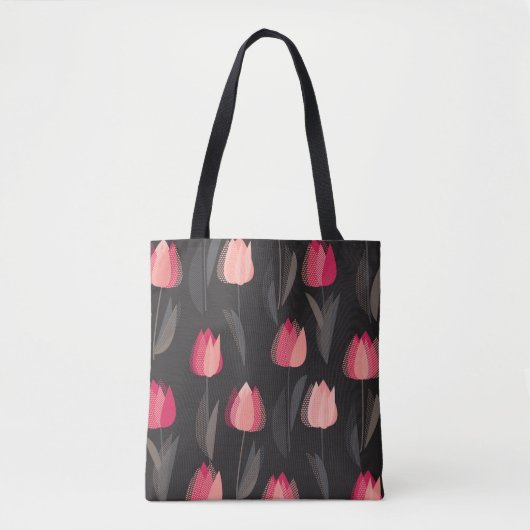 Moderne abstrakte Tulpenmuster-Blume nahtlos Tasche (Vorderseite)