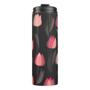 Moderne abstrakte Tulpenmuster-Blume nahtlos Thermosbecher