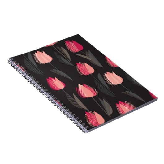 Moderne abstrakte Tulpenmuster-Blume Notizblock (Rechte Seite)