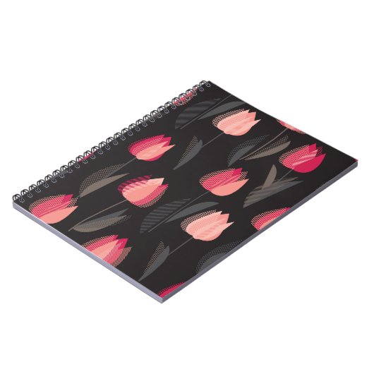 Moderne abstrakte Tulpenmuster-Blume Notizblock (Linke Seite)