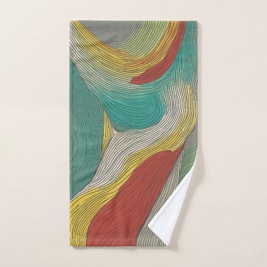 Moderne, abstrakte und dynamische Farblinien Badhandtuch Set (Handtuch)