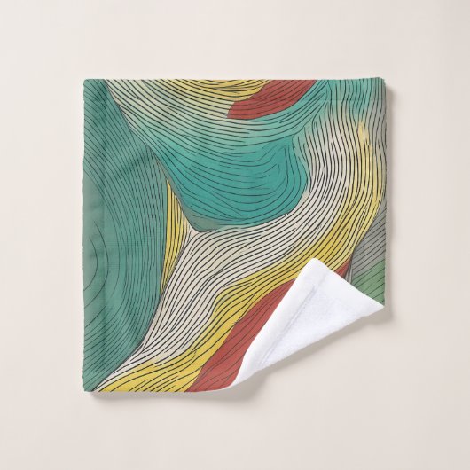 Moderne, abstrakte und dynamische Farblinien Badhandtuch Set (Waschlappen)