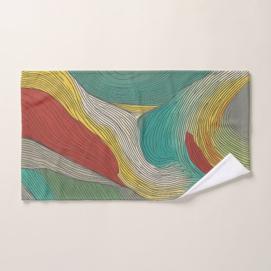 Moderne, abstrakte und dynamische Farblinien Badhandtuch Set (Handtuch)