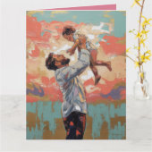 Moderne abstrakte Vater-und-Kind-Malerei Karte (Gelbe Blume)