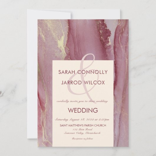 Moderne Abstrakte Viva Magenta Wedding Einladung (Vorderseite)