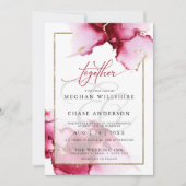 Moderne Abstrakte Vivid Burgund Pink Einladung (Vorderseite)