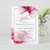 Moderne Abstrakte Vivid Burgund Pink Einladung (Stehend Vorderseite)