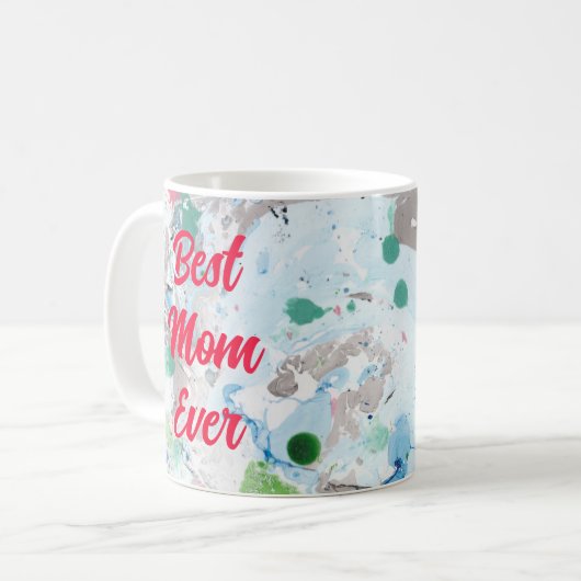 Moderne Abstrakte Vorlage Beste Mama je Typografie Kaffeetasse (Vorderseite Links)