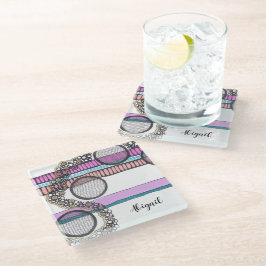 Moderne abstrakte, waagerechte Streifen. Personali Glasuntersetzer