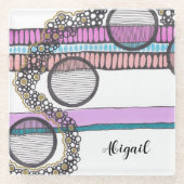 Moderne abstrakte, waagerechte Streifen. Personali Glasuntersetzer (Vorderseite)