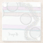 Moderne abstrakte, waagerechte Streifen. Personali Glasuntersetzer (Rückseite)