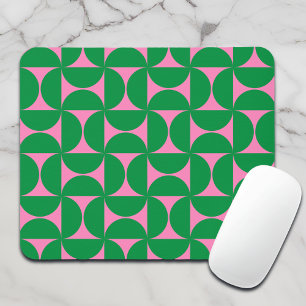 Moderne Abstrakte Wälder Grün & Rosa Mitte Jahrhun Mousepad