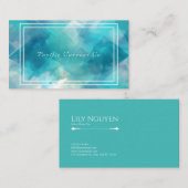 Moderne Abstrakte Wasserfarbe Aquamarin Geometrisc Visitenkarte (Vorne/Hinten)