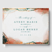 Moderne Abstrakte Wasserfarbe Aquamarin & Kupfer H Gästebuch (Vorderseite)