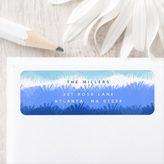 Moderne Abstrakte Wasserfarbe Blaue Rücksendeadres (Insitu)