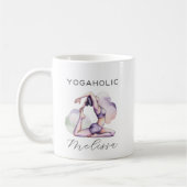 Moderne Abstrakte Wasserfarbe Lila Yoga-Pose Kaffeetasse (Links)
