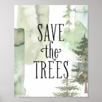 Moderne Abstrakte Wasserfarbe Rette Bäume