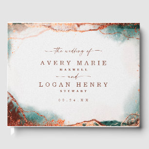 Moderne Abstrakte Wasserfarbe Terra Cotta Wedge Gästebuch