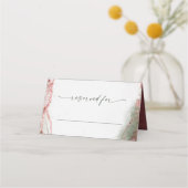 Moderne Abstrakte Wasserfarbe Terra Rosa Hochzeit Platzkarte (Vorderseite)