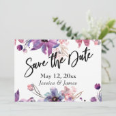 Moderne, Abstrakte Wasserfarben Florals Save The Date (Stehend Vorderseite)