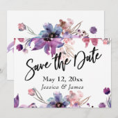 Moderne, Abstrakte Wasserfarben Florals Save The Date (Vorne/Hinten)