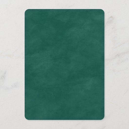Moderne Abstrakte Wasserfarben Smaragdgrüne Hochze Menükarte (Rückseite)