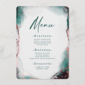 Moderne Abstrakte Wasserfarben Smaragdgrüne Hochze Menükarte (Vorderseite)