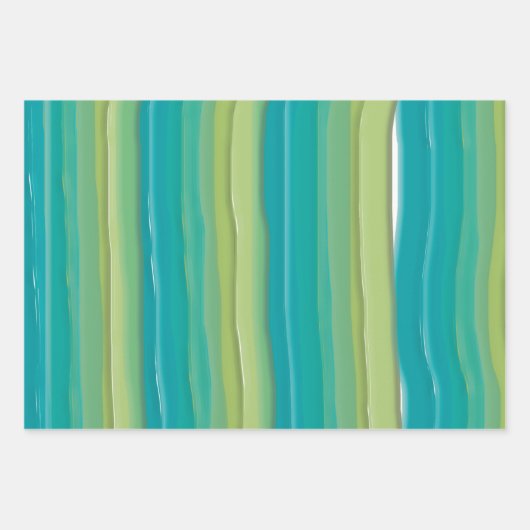 Moderne Abstrakte Wasserfarben Streifen Geschenkpapier Set (Vorderseite 3)
