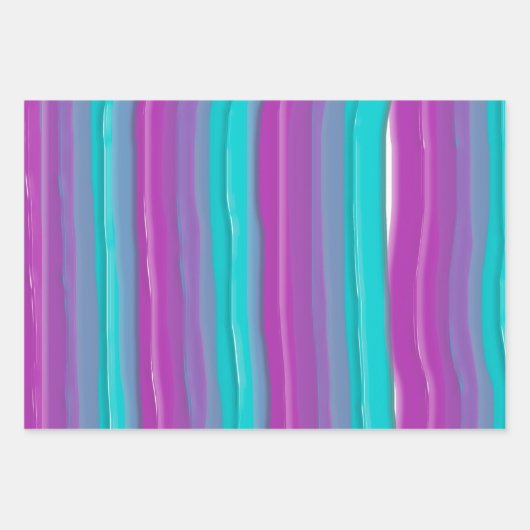 Moderne Abstrakte Wasserfarben Streifen Geschenkpapier Set (Vorderseite 2)