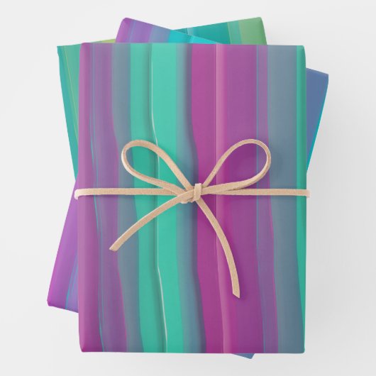 Moderne Abstrakte Wasserfarben Streifen Geschenkpapier Set (Beispiel)