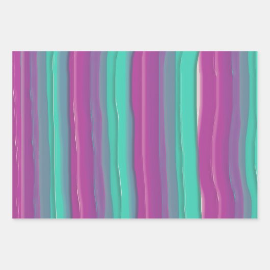 Moderne Abstrakte Wasserfarben Streifen Geschenkpapier Set (Vorderseite)