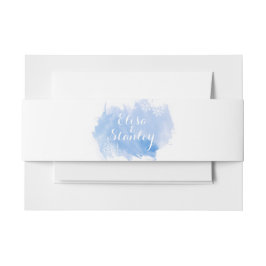 Moderne abstrakte Wasserfarbenprägung Blau Hochzei Einladungsbanderole