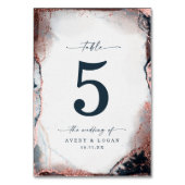 Moderne Abstrakte Wasserfarbenwelt Mondlicht Blaue Tischnummer (Rückseite)