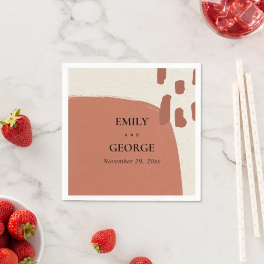 MODERNE, ABSTRAKTE WASSERKRAFT TERRACOTTA WEDD SERVIETTE (Beispiel)