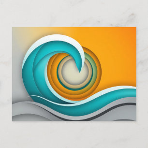 Moderne Abstrakte Waves mit geometrischen Kreisen Postkarte