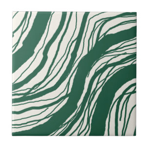 Moderne Abstrakte Wavy Lines Dunkelgrün Fliese