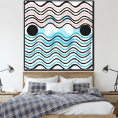 Moderne Abstrakte Wavy Lines Leinwand (Insitu (Schlafzimmer))