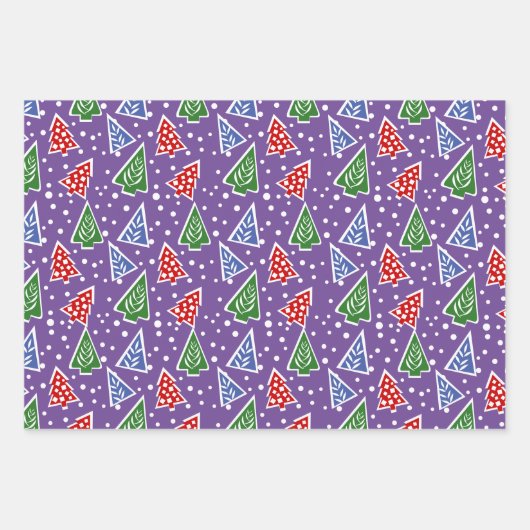 Moderne abstrakte Weihnachtsbäume lila Urlaub Geschenkpapier Set (Vorderseite 2)