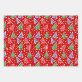 Moderne abstrakte Weihnachtsbäume Roter Urlaub Geschenkpapier Set (Vorderseite 2)