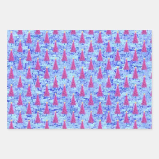 Moderne Abstrakte Weihnachtsbaummuster Wasserfarbe Geschenkpapier Set (Vorderseite 2)