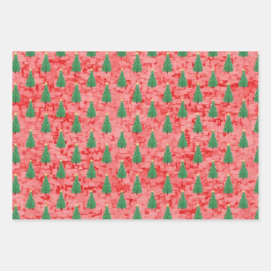 Moderne Abstrakte Weihnachtsbaummuster Wasserfarbe Geschenkpapier Set (Vorderseite 3)