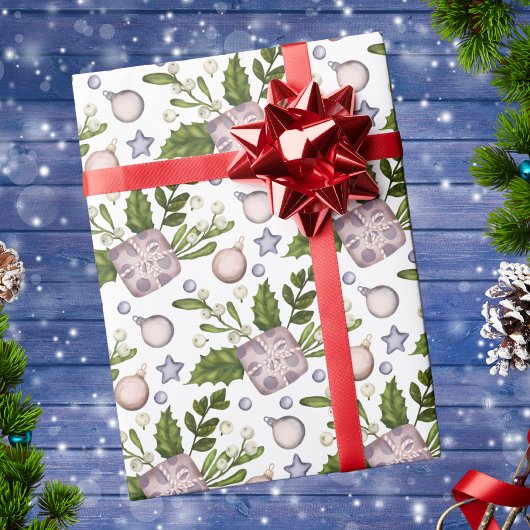 Moderne Abstrakte Weihnachtsferien botanisch Geschenkpapier