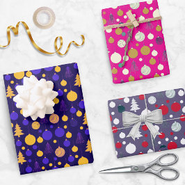 Moderne abstrakte Weihnachtsferien-Set aus 3 Teile Geschenkpapier Set