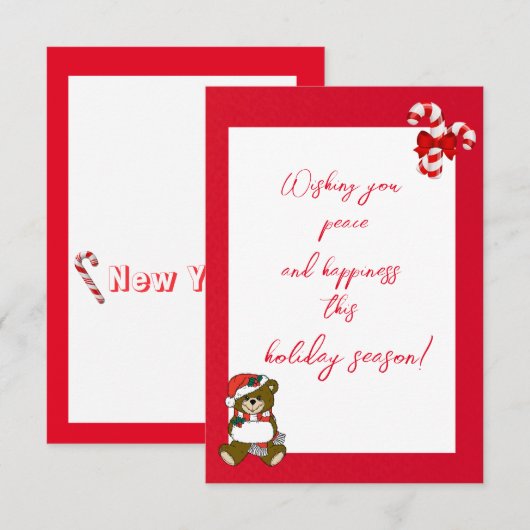 Moderne Abstrakte Weihnachtskarte in Rot-Weiß (Vorne/Hinten)