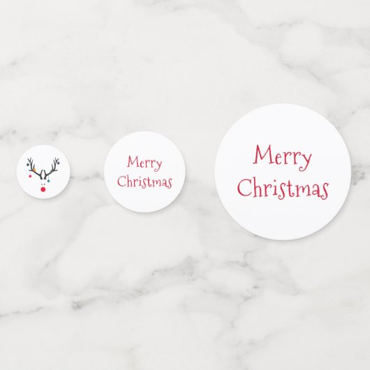 Moderne abstrakte Weihnachtsrinder in weißem Rot Konfetti (Vorderseiten)