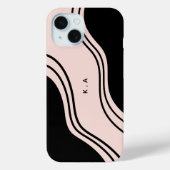 Moderne abstrakte Wellen Schwarz & Creme Case-Mate iPhone Hülle (Rückseite)